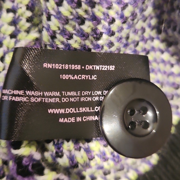 Trickz N Treatz Patchwork Oversized Knit Cardigan, Cat, Skulls, Bats, Spider.NEW - Picture 8 of 10